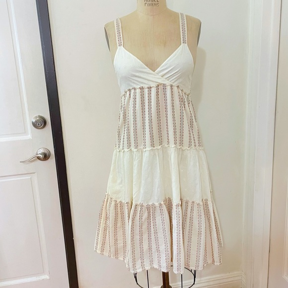 Zara Girls Tiered Frock Cotton Wide Spaghetti Straps V Neck Dress - Picture 1 of 12